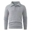 2026 Transfronterizo Hombres Otoño/Invierno Nuevo Estilo Perezoso Color Sólido Cuello Revertido Suéter Jersey Tejido Talla Grande Camisa Base Casual