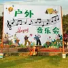 Festival de Música Grass Tela de Fondo Tela Colgante Atmósfera de Campamento Escuela de Camping Decoración Exterior Mercado Publicidad