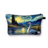 Cross-border nova pintura a óleo animal bolsa de cosméticos poliéster gato bonito impresso embreagem bolsa de armazenamento de maquiagem bolsa de noite