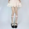 Calcetines de encaje hasta la pantorrilla lolita primavera y verano calcetines lolita finos jk calcetines de tubo dulces con lazo apilados