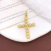 Pingente Estilo Ins Europeu e Americano Transfronteiriço Moda Acessórios de Joias DIY Zircônia Colorida Microincrustada Acessórios de Cruz Geométrica para Mulheres