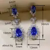 Pendientes de gota Huitan con diamantes artificiales completos nuevos, pendientes azules de lujo para novia, estilo elegante de socialité femenina