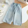 Jeans Wide Leg Novo para Meninas Primavera e Outono com Estrelas por Toda Parte e Strass Calça Longa Casual Confortável Estilosa para Bebê