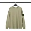Versión Correcta Transfronteriza Piedra Isla de Cuatro Caminos Color Sólido Clásico Top de Manga Larga Camiseta Básica Brújula Insignia Micro Unisex