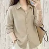 Camisa Cardigan de Manga Larga de Algodón y Lino Estilo Coreano Temperamento Top Primavera Otoño Nuevo Chaleco Ropa Exterior Ropa de Abrigo Chaqueta Pequeña Ropa de Mujer