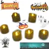 Vela Eletrônica de LED com Controle Remoto, Temporizador, Festival Fantasma de Halloween, Páscoa, Vela Decorativa Preta e Laranja
