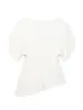 Comercio Exterior Ropa Europea y Americana para Mujer 2026 Primavera Nuevo Estilo Coreano Cuello Redondo Mangas Cortas Abullonadas Asimétrico Camiseta Top de Color Sólido para Mujer