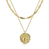 Collar de estrella de titanio y acero con galvanoplastia al vacío europea y americana de nicho, cadena de suéter apilada exquisita de alta calidad