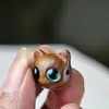 Escultura em Madeira de Ébano Cabeça de Gato Sândalo Verde Gato Selvagem Pequeno Acessórios DIY Feitos à Mão com Furos Gato Fofo