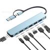 Hub de Expansión Tipo-C Lector de Tarjetas Multifunción Divisor Siete en Uno de Doble Cabezal Cable de Carga Rápida USB de Interfaz Múltiple