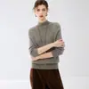 Suéter de cachemira suave y amigable con la piel para mujer, otoño e invierno 2026, cuello semi-alto, corte holgado, prenda base de punto sin costuras de una sola pieza