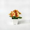 Maceta Pequeña Cuadrada tipo Película Impresa en 3D con 9 Flores de Hortensia Artificiales para Decoración de Sala de Estar en Casa