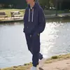 Comercio electrónico transfronterizo, Amazon: Nuevo chándal con capucha para hombre otoño/invierno, estilo workwear, color liso, conjunto casual de sudadera para hombre