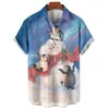 Novidade 2023 Amazon masculina camisa 3D impressão digital 3D camisa curta de Natal venda quente europeia e americana casual
