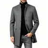 Gabardina acolchada gruesa de invierno para hombre de Amazon transfronterizo, corte slim estilo coreano, cuello alto, abrigo de lana de longitud media