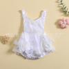 Ropa para Niños Europeos y Americanos 0-1 Año Pascua Triángulo Ropa Malla Bebé Sin Mangas Encaje Estampado Lazo Tirante