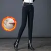 6269 Calça Jeans Espessa com Forro de Lã para Outono e Inverno, Tamanho Grande, Modelagem Slim, Quente, de Caxemira