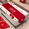 Camino de mesa de boda, personaje rojo "feliz", mesa de centro, mesa de comedor, mantel festivo de compromiso, tira decorativa, cubierta para mueble de TV, suministros