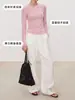 Camiseta Base de Trébol de Cuatro Hojas de la Suerte de Otoño ABOUTSEA para Mujer, Bendición de Buena Suerte, Camiseta de Manga Larga con Cuello Redondo Ajustada de Terciopelo Mousse