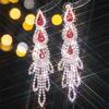 Brincos Série Natal Luxo Super Brilhante Strass Borla Longa Brincos Moda Feminina Brincos de Cristal Vermelho Brincos