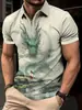 Comercio exterior transfronterizo europeo y americano patrón digital 3D para hombre solapa botón manga larga moda masculina polo estación independiente