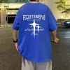 Camiseta de Manga Curta para Homem, Marca da Moda, Verão, Caimento Solto, Manga 3/4, Novo Estilo 2025, Moda de Celebridade da Internet, Top Simples Estampado