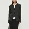 Cardigan Tricotado de Botão Único Canelado J*C 26 Outono Slim-Fit Valorizador Base de Lã Top com Senso de Design de Nicho
