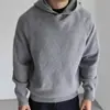 Andrei Outono e Inverno Novo Moletom com Capuz de Lã Tricotado Cor Lisa Manga Longa Pulôver Visual Solto Emagrecedor Suéter Grosso