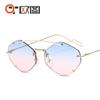 Gafas de sol sin marco de metal, modernas gafas de sol de pasarela personalizadas para hombres y mujeres, montura pequeña irregular, venta al por mayor transfronteriza 6604