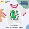 Camiseta Infantil de Algodão Minecraft Color Block 2026 Novo Estilo Raglan Manga Curta Roupa de Verão Unissex Top Versátil