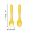Cuchara para bebé totalmente de silicona, juego de cucharas para bebé para aprender a comer, utensilios de alimentación moldeados de una sola pieza de silicona, cuchara y tenedor