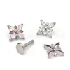 Clavo para Hélice de Hueso de Oreja con Estrella de Ocho Puntas F136 de Titanio Incrustado con Zirconia 5A, Clavo para Cóclea, Joyería para Piercing de Aleación de Titanio G23, Clavo para Oreja