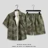 Traje de seda de hielo para hombre, camisa de manga corta de verano de secado rápido, pantalones cortos de playa holgados de talla grande, conjunto de dos piezas para pareja