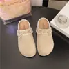 Meias-pantufas Fechadas Estilo Birkenstock, Sapatos Slip-On Fofos, Exclusivas Pantufas de Exterior com Laço para Aumentar a Altura, Sola Grossa