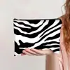 Bolsa de Cosméticos de Lona com Estampa de Leopardo Impressa da Amazon Bolsa de Lápis com Zíper para Estudante Bolsa de Mão Espessa para Armazenamento de Cosméticos