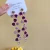 Pendientes Redondos Plegados con Borlas Tachonados de Pedrería Estilo Retro Europeo y Americano, de Moda y Versátiles, con un Toque de Lujo Ligero y de Alta Gama