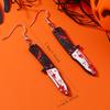 Halloween Horror Diversão Acrílico Sangue Machado Chopper Tesoura Moda Engraçado Punk Brincos Dupla Face