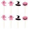 Banderín de Decoración para Fiesta de Cumpleaños de Halloween Transfronteriza, Banderín de Decoración de Cumpleaños de Halloween de Fantasma Rosa, Topper para Pastel