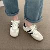 Tênis de Treino Feminino 2025 Nova Primavera Popular Tênis Casuais Planos Versátil Esportivo Couro Sapatos Brancos