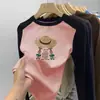 Ropa interior básica para niñas Otoño e Invierno 2026 Nuevo estilo Camiseta de manga larga de forro polar térmico para niños Bloque de color cálido Top casual para niña pequeña