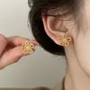 Pendientes de Girasol de Zirconia Estilo Francés Transfronterizos, Pendientes de Lujo Ligero para Mujer de Nicho, Accesorios para Orejas de Moda de Gama Alta