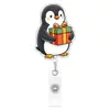 Porta-Crachá Retrátil Animal de Desenho Animado de Natal Porta-Cartão Giratório Puxável Porta-Cartão de Estudante para Escritório
