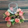 Guirlanda de Velas Simulada de Seis Cabeças em Duas Cores Páscoa Halloween Guirlanda Decorativa Anel de Cera Rosa Decoração de Mesa