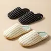 Pantuflas de Algodón Rayadas Japonesas para Hombre Otoño/Invierno Felpa Antideslizantes Hogar Interior Cálidas Silenciosas Piso Pantuflas de Algodón Otoño/Invierno