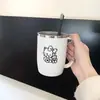 Taza de lavado estilo japonés de acero inoxidable 304 a prueba de moho para cepillarse los dientes con asa una familia de tres simple y linda ins