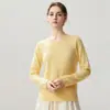 Suéter de Punto Fino de Lana y Cachemira para Otoño e Invierno para Mujer con Dobladillo Enrollado Plano Holgado Cuello Redondo