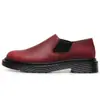 Elástico na Primeira Camada Couro Crazy Horse Vermelho Cano Baixo Feminino Couro Genuíno Estilo Britânico Tamanho Grande Botas Curtas Bico Redondo Casual para Trabalho
