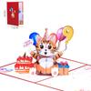 Cartão de aniversário de gato criativo 3D tridimensional cartão de felicitações recortado em papel cartão de convite de aniversário infantil cartão de presente de feriado de bênção