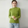 Camiseta Básica de Cuello Medio de Una Línea para Mujer, Manga Larga, Ajustada, Estilo Nuevo, Amigable con la Piel, Lista para Usar, Suéter de Punto de Cachemir para Otoño e Invierno
