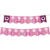 Decoração Original Festa Temática Barbie Feliz Aniversário Bandeira Rosa Balão Enfeite de Bolo Conjunto Pendente